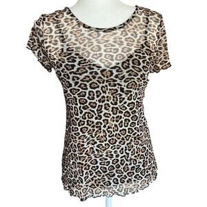LoveFire Mesh Sheer Cheetah Baby T-shirt Set Women's Size M Stretch Y2K Clueless